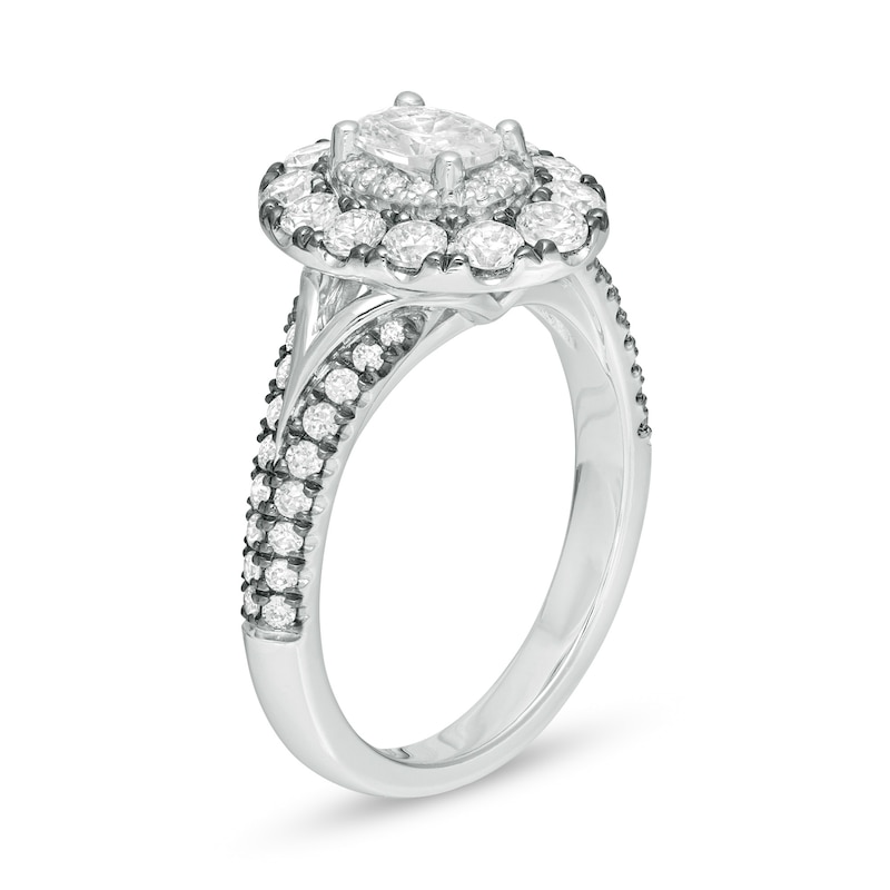 Main Image 2 of Vera Wang Love Collection 1.45 CT. T.W. Oval Diamond Frame Engagement Ring in 14K White Gold with Black Rhodium