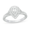 Vera Wang Love Collection 0.69 CT. T.W. Pear-Shaped Diamond Double Frame Split Shank Engagement Ring in 14K White Gold