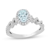 Thumbnail Image 1 of Enchanted Disney Elsa Oval Aquamarine and 0.23 CT. T.W. Diamond Frame Twist Shank Engagement Ring in 14K White Gold
