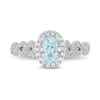Thumbnail Image 3 of Enchanted Disney Elsa Oval Aquamarine and 0.23 CT. T.W. Diamond Frame Twist Shank Engagement Ring in 14K White Gold
