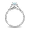 Thumbnail Image 4 of Enchanted Disney Elsa Oval Aquamarine and 0.23 CT. T.W. Diamond Frame Twist Shank Engagement Ring in 14K White Gold