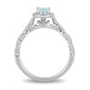 Thumbnail Image 3 of Enchanted Disney Elsa Oval Aquamarine and 0.23 CT. T.W. Diamond Frame Twist Shank Engagement Ring in 14K White Gold