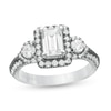 Thumbnail Image 0 of Vera Wang Love Collection 1.45 CT. T.W. Emerald-Cut Diamond Frame Engagement Ring in 14K White Gold with Black Rhodium