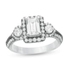 Thumbnail Image 1 of Vera Wang Love Collection 1.45 CT. T.W. Emerald-Cut Diamond Frame Engagement Ring in 14K White Gold with Black Rhodium