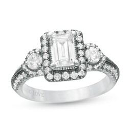 Vera Wang Love Collection 1.45 CT. T.W. Emerald-Cut Diamond Frame Engagement Ring in 14K White Gold with Black Rhodium