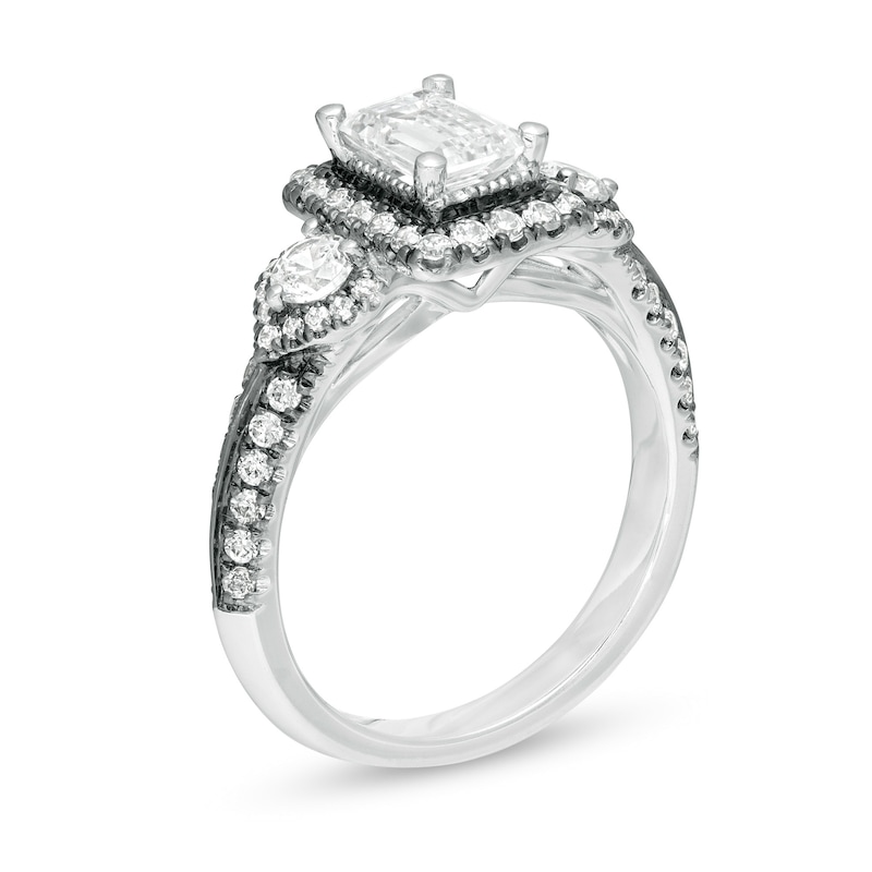 Vera Wang Love Collection 1.45 CT. T.W. Emerald-Cut Diamond Frame Engagement Ring in 14K White Gold with Black Rhodium