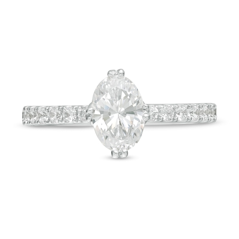 Vera Wang Love Collection 1.29 CT. T.W. Certified Oval Diamond Engagement Ring in 14K White Gold (I/SI2)