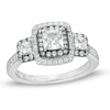 Thumbnail Image 1 of Vera Wang Love Collection 1.25 CT. T.W. Cushion-Cut Diamond Frame Engagement Ring in 14K White Gold with Black Rhodium