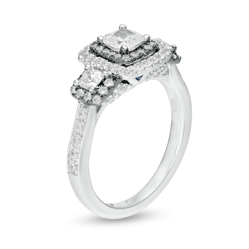 Vera Wang Love Collection 1.25 CT. T.W. Cushion-Cut Diamond Frame Engagement Ring in 14K White Gold with Black Rhodium