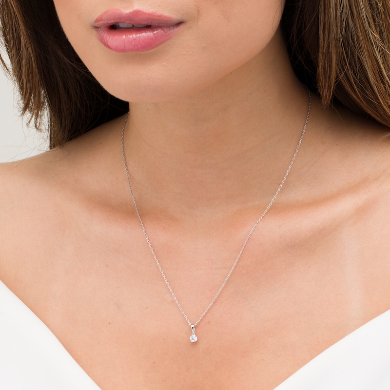 Main Image 2 of 0.23 CT. Diamond Solitaire Pendant in 10K White Gold