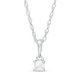 0.085 CT. Princess-Cut Diamond Solitaire Pendant in 10K White Gold