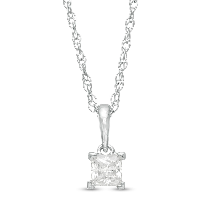 Main Image 1 of 0.23 CT. Princess-Cut Diamond Solitaire Pendant in 10K White Gold
