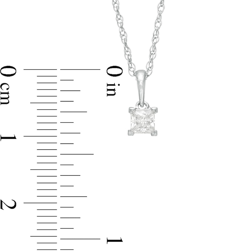Main Image 3 of 0.23 CT. Princess-Cut Diamond Solitaire Pendant in 10K White Gold