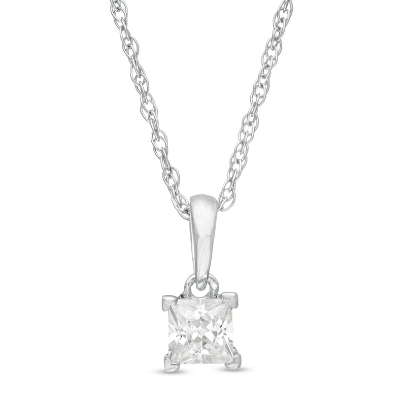 0.29 CT. Princess-Cut Diamond Solitaire Pendant in 10K White Gold