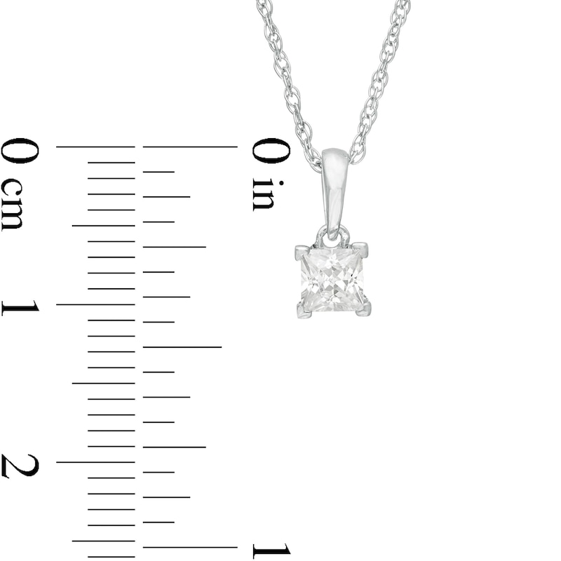 0.29 CT. Princess-Cut Diamond Solitaire Pendant in 10K White Gold