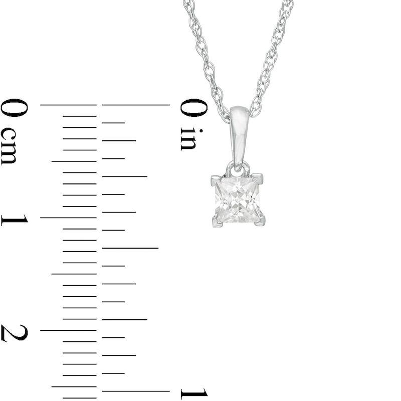 Main Image 3 of 0.29 CT. Princess-Cut Diamond Solitaire Pendant in 10K White Gold
