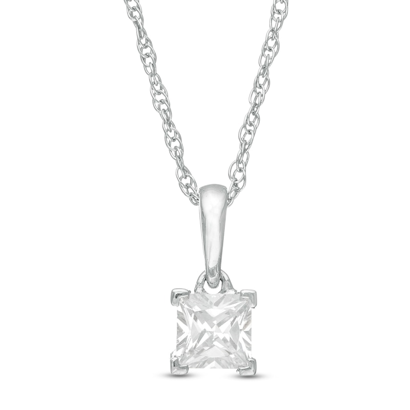 0.45 CT. Princess-Cut Diamond Solitaire Pendant in 10K White Gold