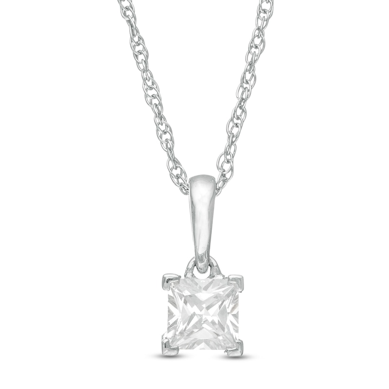 Main Image 1 of 0.45 CT. Princess-Cut Diamond Solitaire Pendant in 10K White Gold