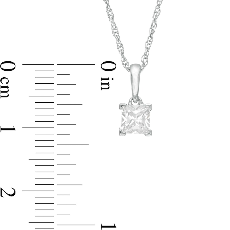 Main Image 3 of 0.45 CT. Princess-Cut Diamond Solitaire Pendant in 10K White Gold