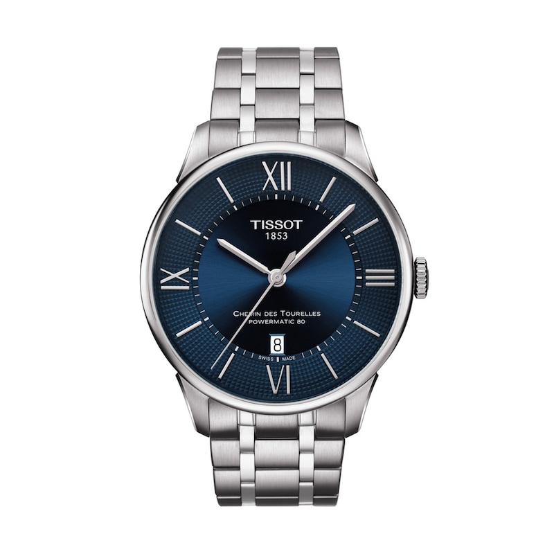 Men's Tissot Chemin des Tourelles Powermatic 80 Automatic Watch with Blue Dial (Model: T099.407.11.048.00)