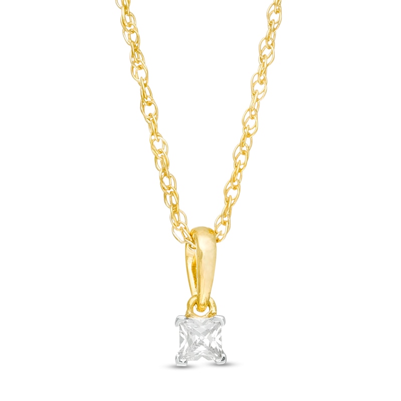 0.085 CT. Princess-Cut Diamond Solitaire Pendant in 10K Gold
