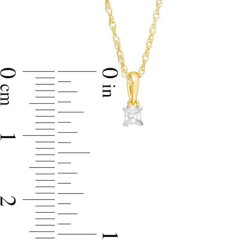0.085 CT. Princess-Cut Diamond Solitaire Pendant in 10K Gold