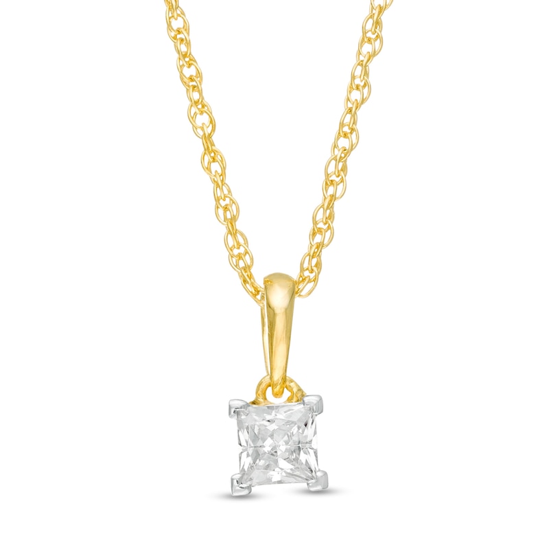 0.23 CT. Princess-Cut Diamond Solitaire Pendant in 10K Gold