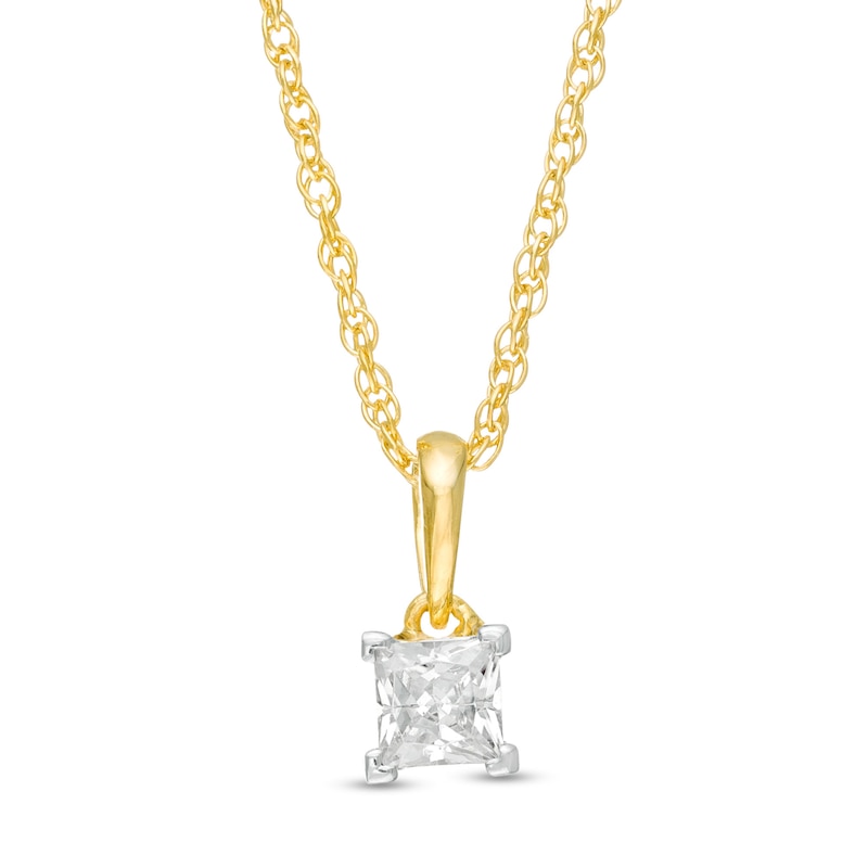 Main Image 1 of 0.23 CT. Princess-Cut Diamond Solitaire Pendant in 10K Gold