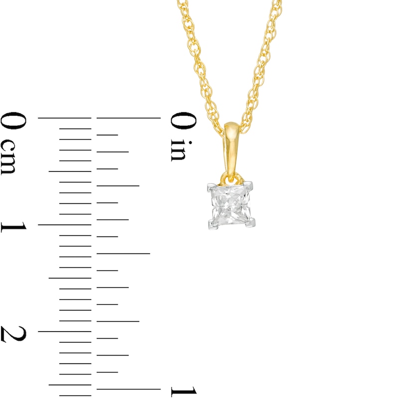 Main Image 3 of 0.23 CT. Princess-Cut Diamond Solitaire Pendant in 10K Gold