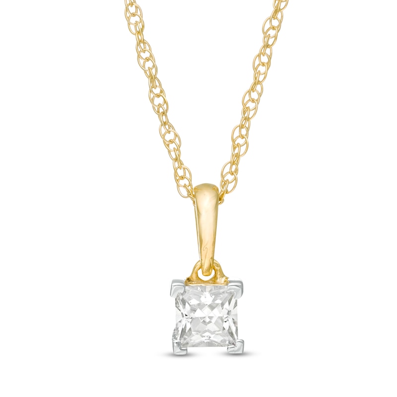 Main Image 1 of 0.29 CT. Princess-Cut Diamond Solitaire Pendant in 10K Gold