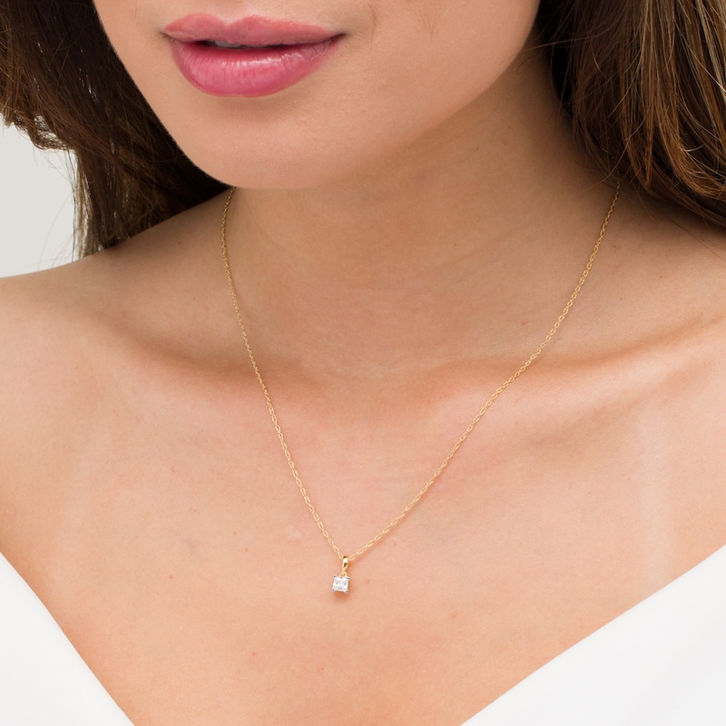 Main Image 2 of 0.29 CT. Princess-Cut Diamond Solitaire Pendant in 10K Gold