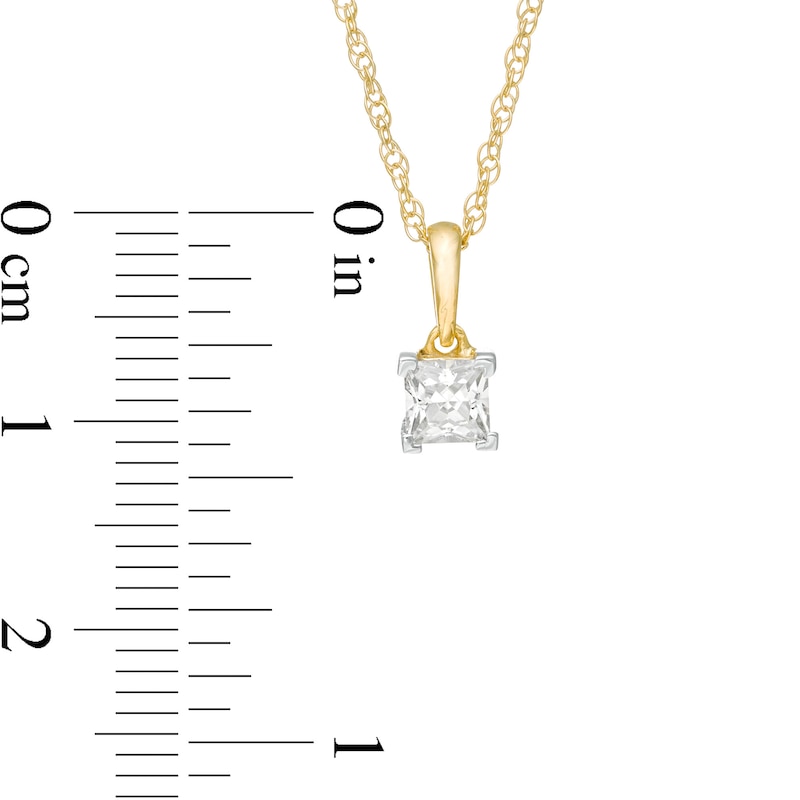 Main Image 3 of 0.29 CT. Princess-Cut Diamond Solitaire Pendant in 10K Gold