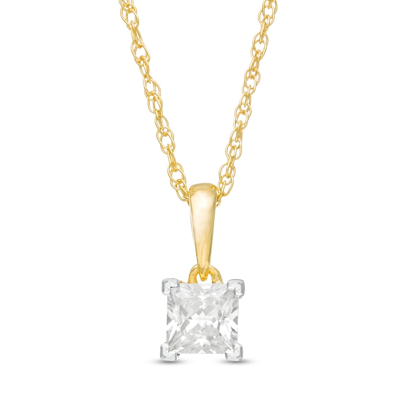 Main Image 1 of 0.45 CT. Princess-Cut Diamond Solitaire Pendant in 10K Gold