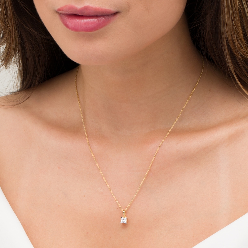 Main Image 2 of 0.45 CT. Princess-Cut Diamond Solitaire Pendant in 10K Gold