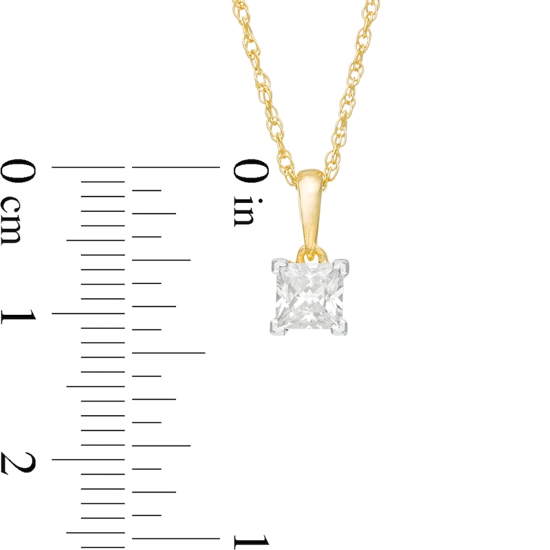 Main Image 3 of 0.45 CT. Princess-Cut Diamond Solitaire Pendant in 10K Gold