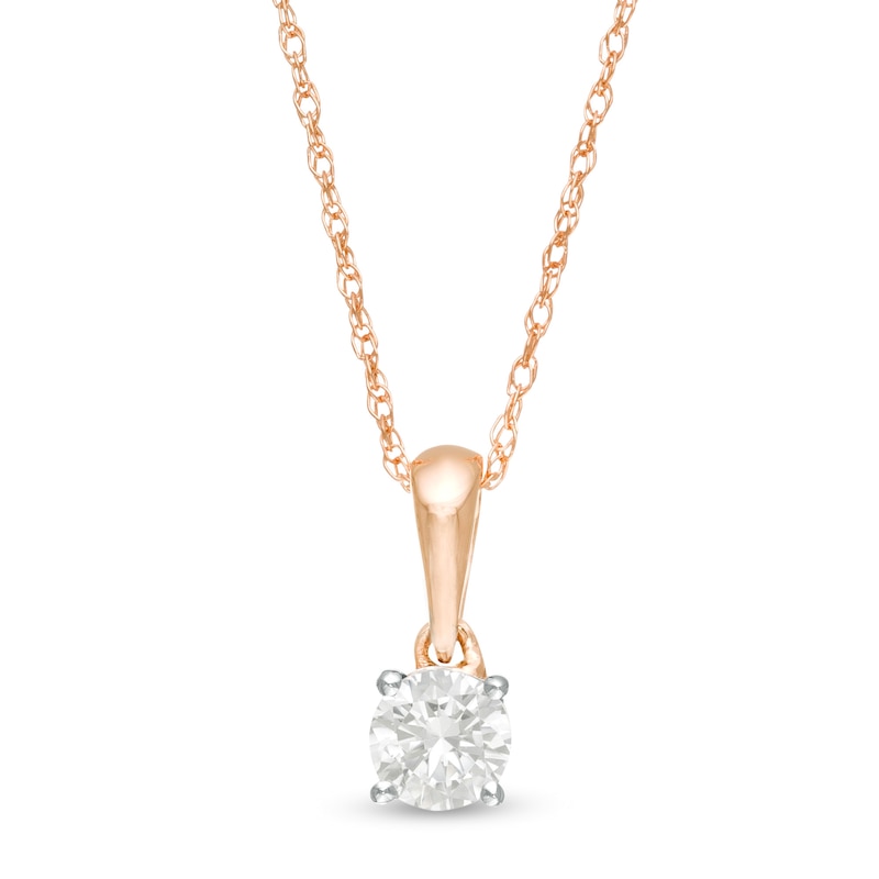 Main Image 1 of 0.23 CT. Diamond Solitaire Pendant in 10K Rose Gold
