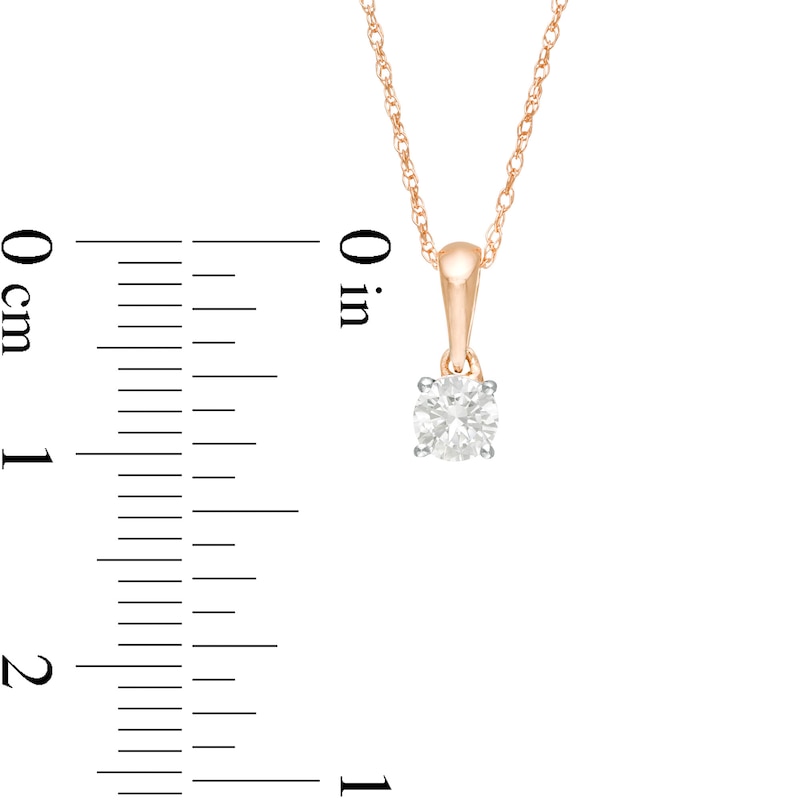 Main Image 3 of 0.23 CT. Diamond Solitaire Pendant in 10K Rose Gold