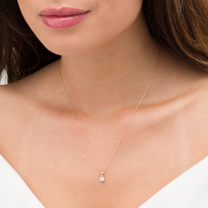 Main Image 2 of 0.29 CT. Diamond Solitaire Pendant in 10K Rose Gold