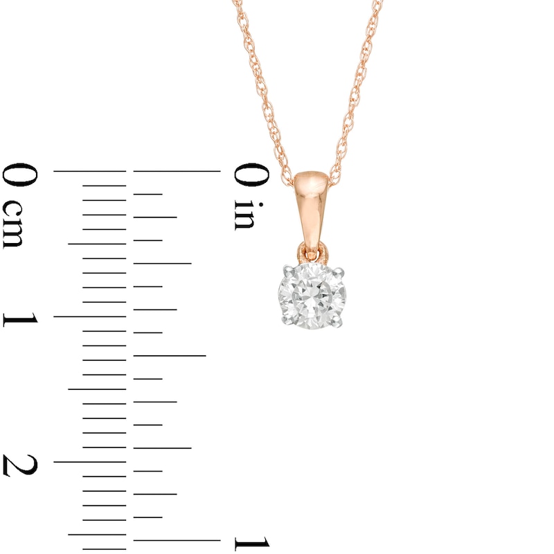 Main Image 3 of 0.29 CT. Diamond Solitaire Pendant in 10K Rose Gold