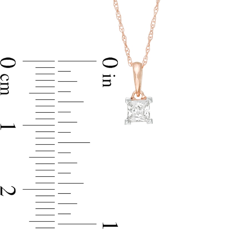 0.23 CT. Princess-Cut Diamond Solitaire Pendant in 10K Rose Gold