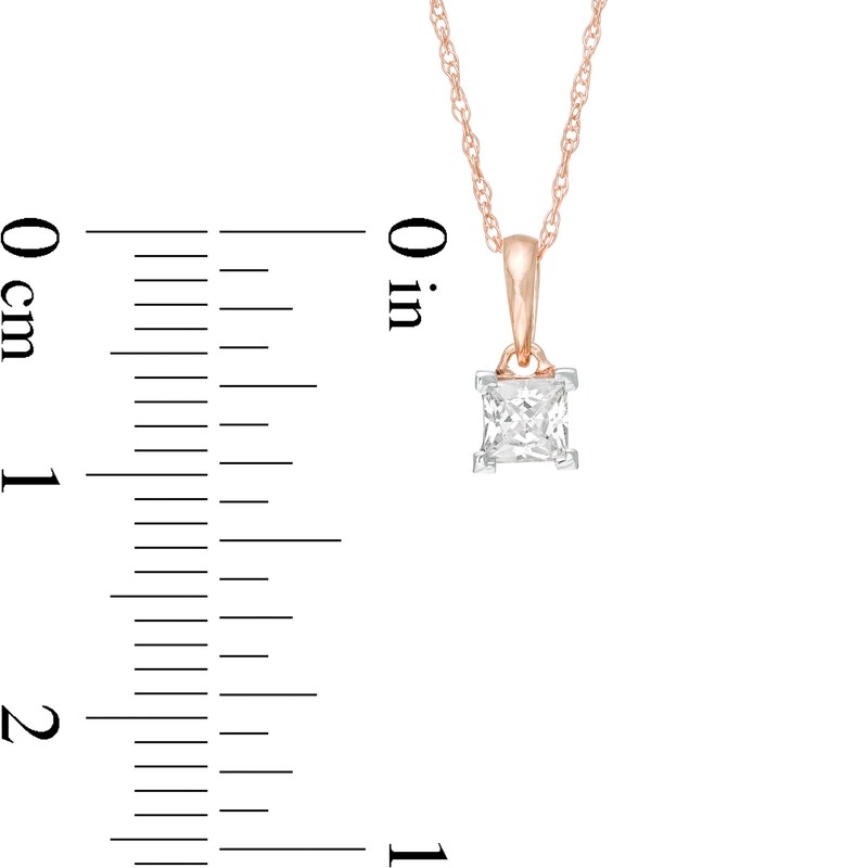 Main Image 3 of 0.23 CT. Princess-Cut Diamond Solitaire Pendant in 10K Rose Gold