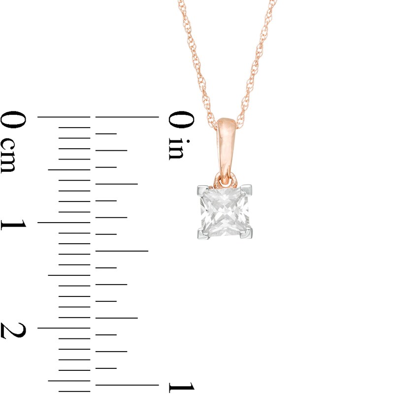 0.45 CT. Princess-Cut Diamond Solitaire Pendant in 10K Rose Gold