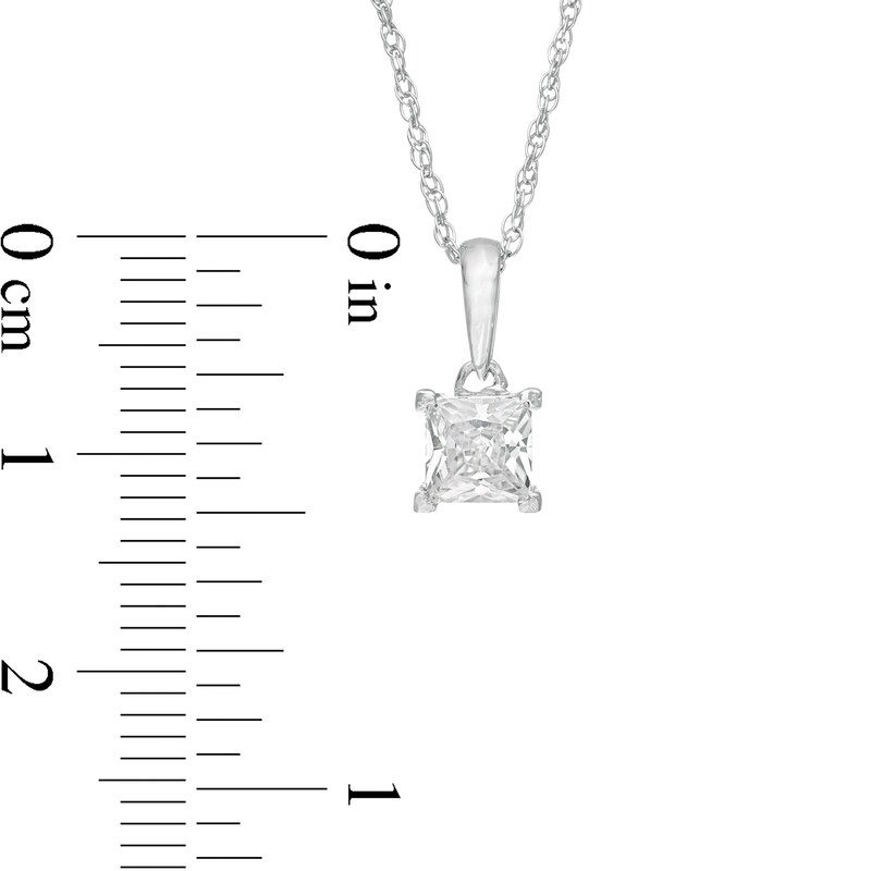 Main Image 3 of 0.69 CT. Princess-Cut Diamond Solitaire Pendant in 10K White Gold