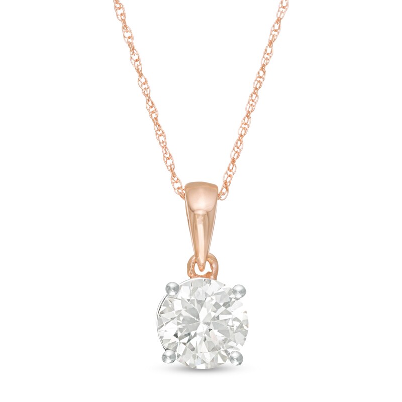 0.95 CT. Diamond Solitaire Pendant in 10K Rose Gold