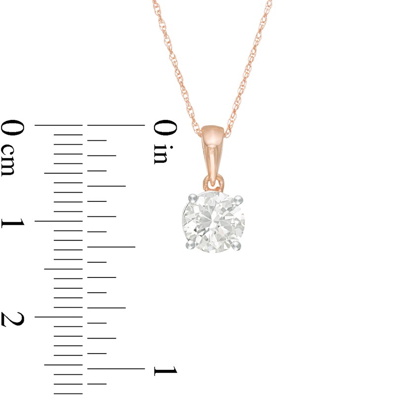 Main Image 3 of 0.95 CT. Diamond Solitaire Pendant in 10K Rose Gold