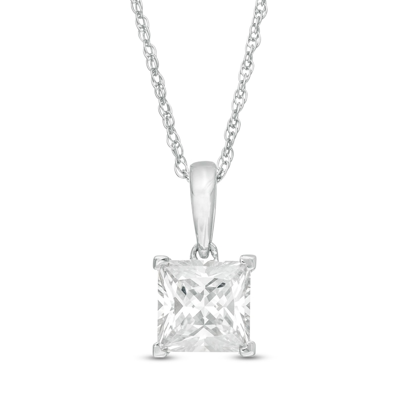 0.95 CT. Princess-Cut Diamond Solitaire Pendant in 10K White Gold