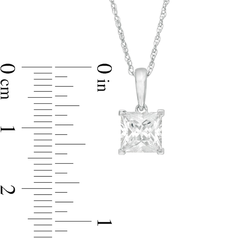 Main Image 3 of 0.95 CT. Princess-Cut Diamond Solitaire Pendant in 10K White Gold