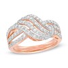 Thumbnail Image 1 of 1.00 CT. T.W. Diamond Multi-Row Wave Crossover Ring in 10K Rose Gold