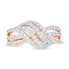 Thumbnail Image 4 of 1.00 CT. T.W. Diamond Multi-Row Wave Crossover Ring in 10K Rose Gold