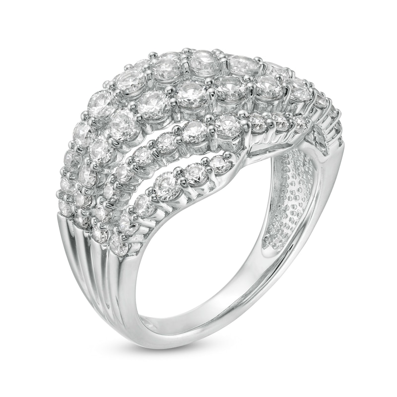 Main Image 3 of 2.00 CT. T.W. Diamond Multi-Row Wave Ring in 10K White Gold